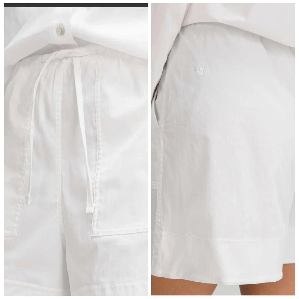 Lululemon‎ White Cotton-Blend Poplin High-Rise Short 4